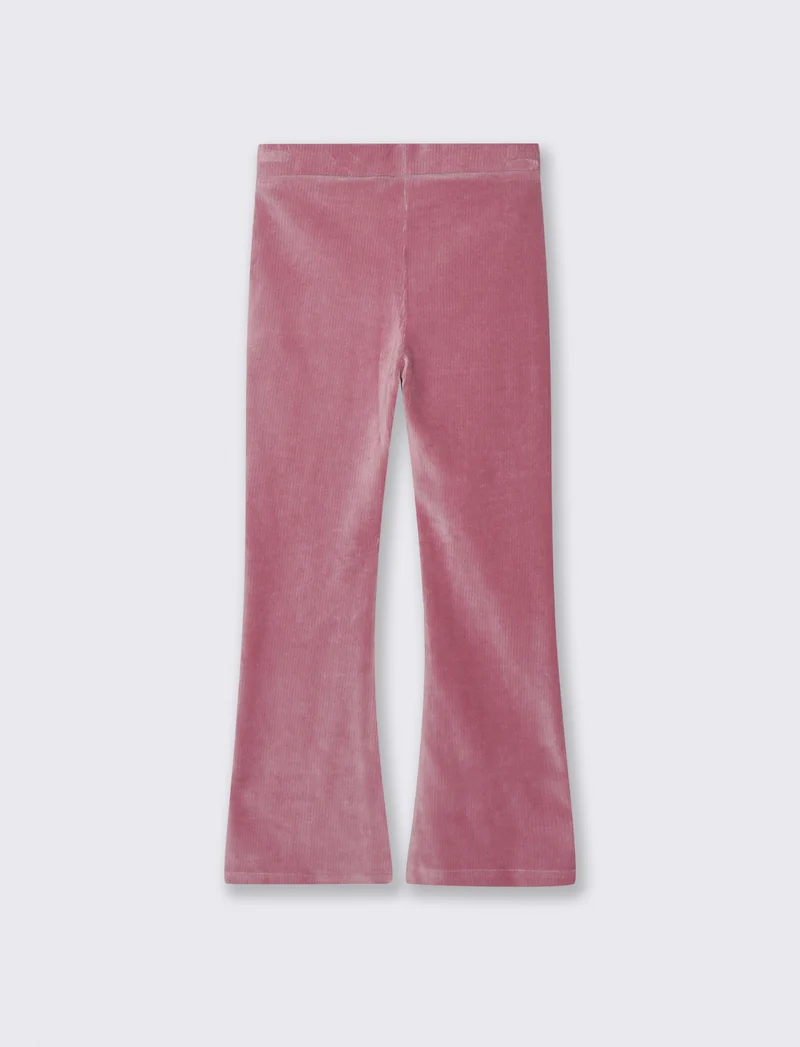 Leggings a zampa in velluto elastico. - Rosa cipolla