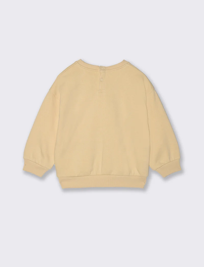 Felpa girocollo con applicazioni - Beige