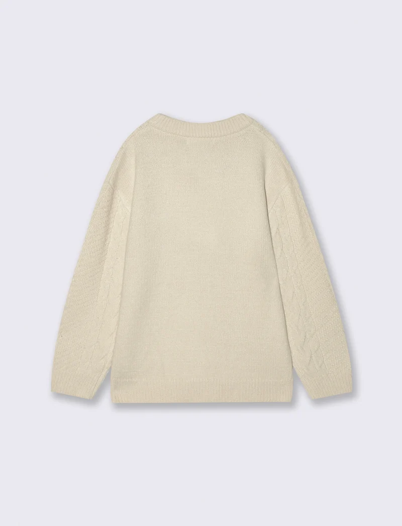 MAGLIA CON TRECCE - Beige