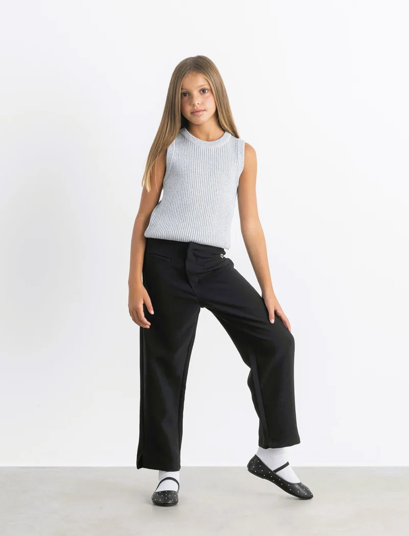 Pantaloni eleganti da bambina a gamba larga - Nero