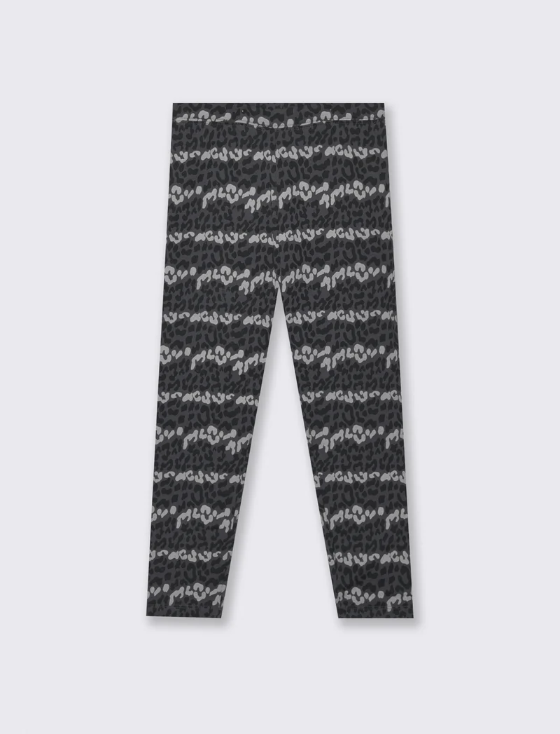 Leggings garzato fantasia - Nero