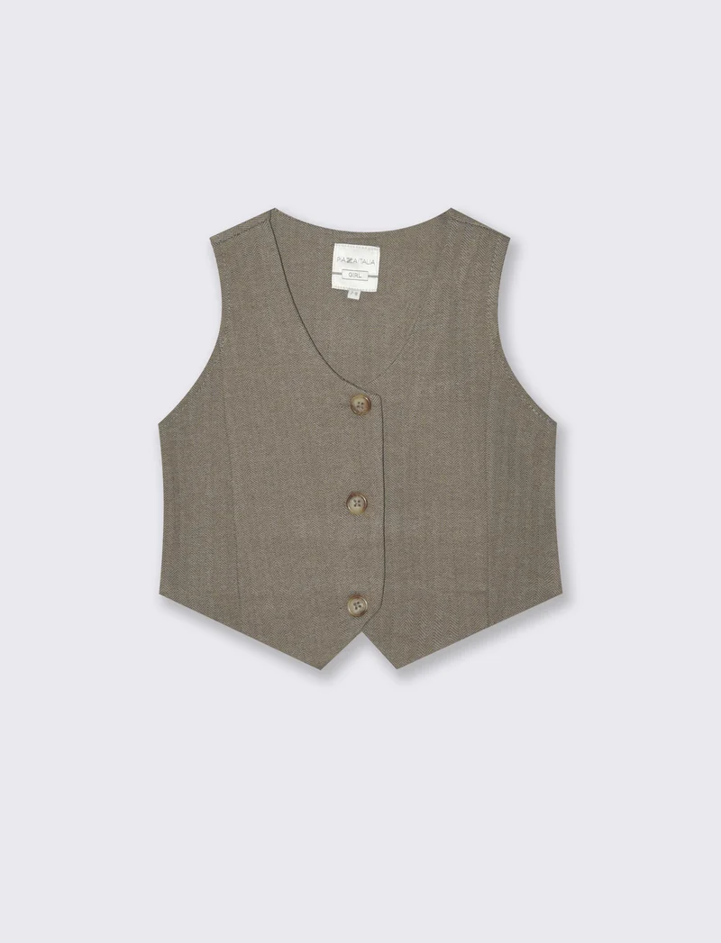 Gilet spigato da bambina - Beige