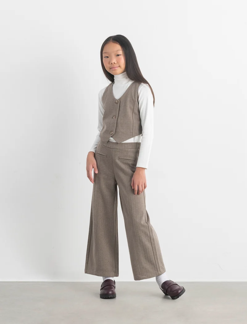 Gilet spigato da bambina - Beige