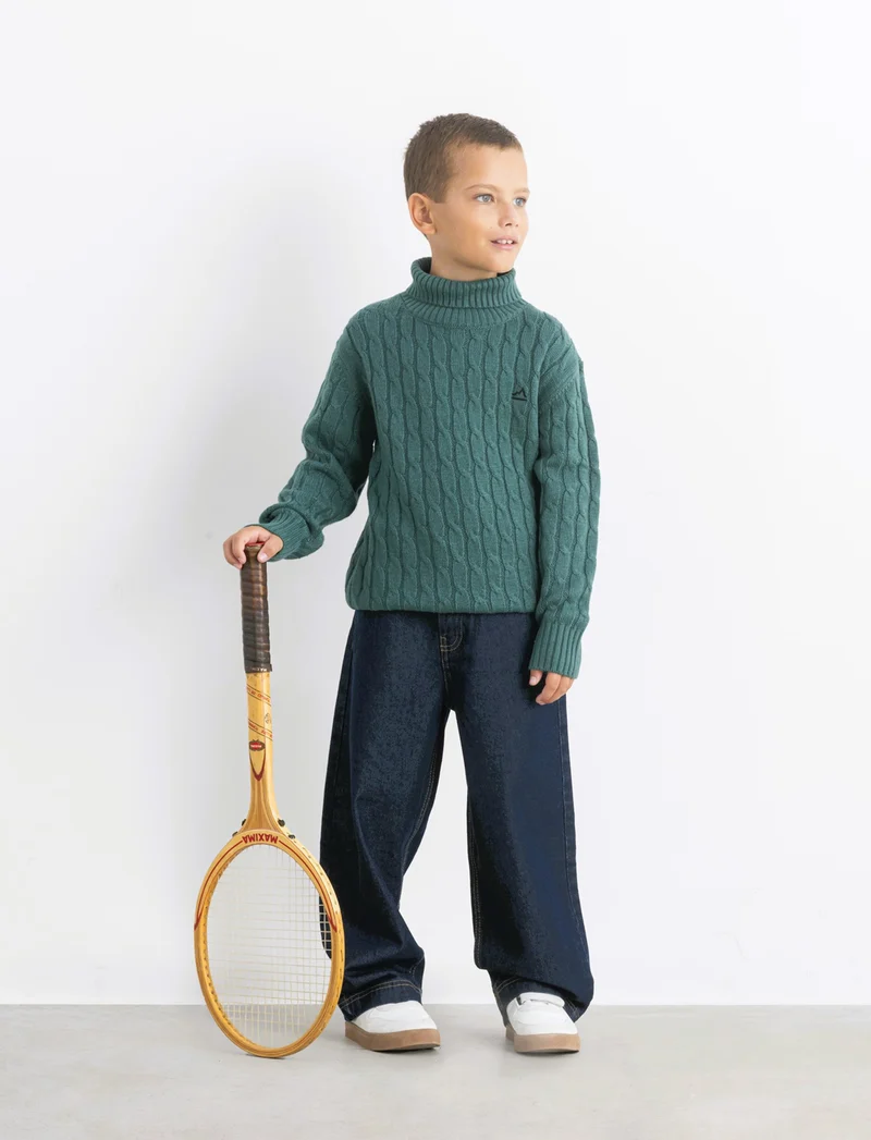 Maglia collo alto a traccia. - Verde