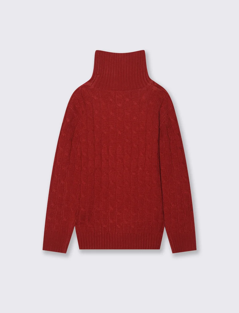 Maglia collo alto a traccia. - Rosso