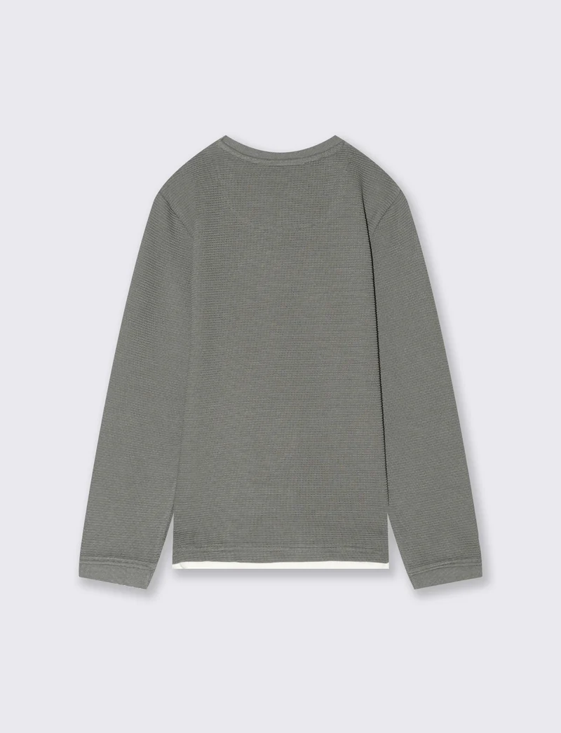 T-shirt tessuto rigato. - Verde militare