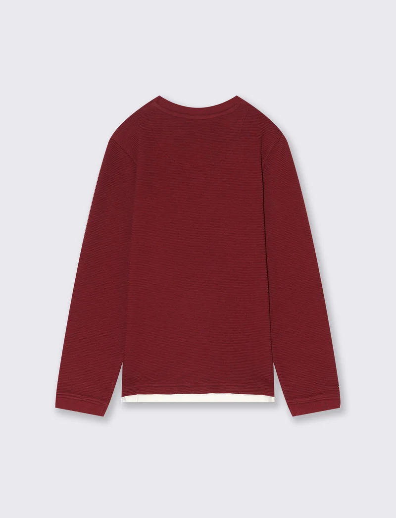 T-shirt tessuto rigato. - Bordeaux