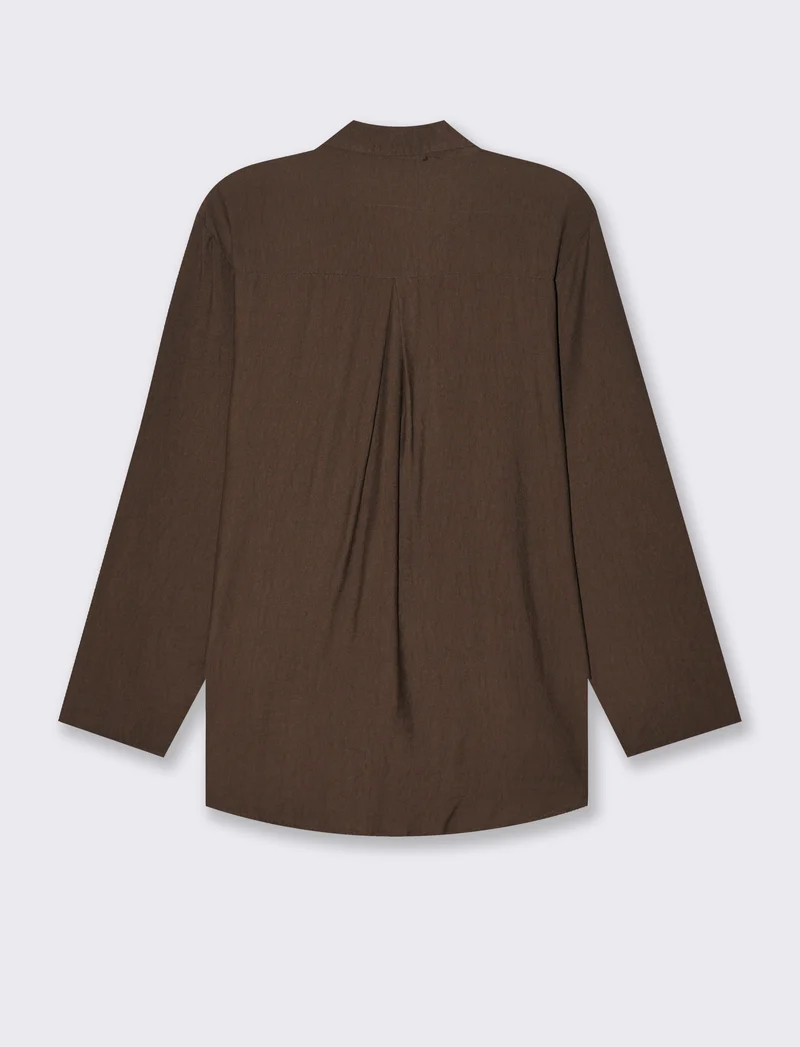Camicia con nodo al fondo per donna - Moro