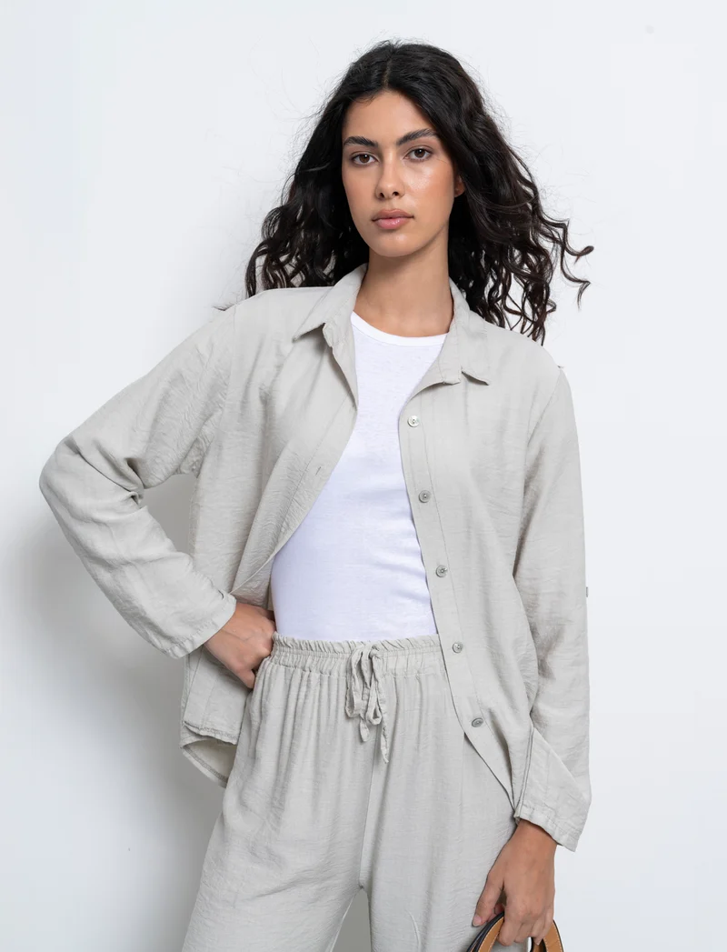 Camicia con nodo al fondo per donna - Sabbia