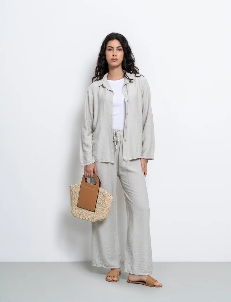 Camicia con nodo al fondo per donna - Sabbia