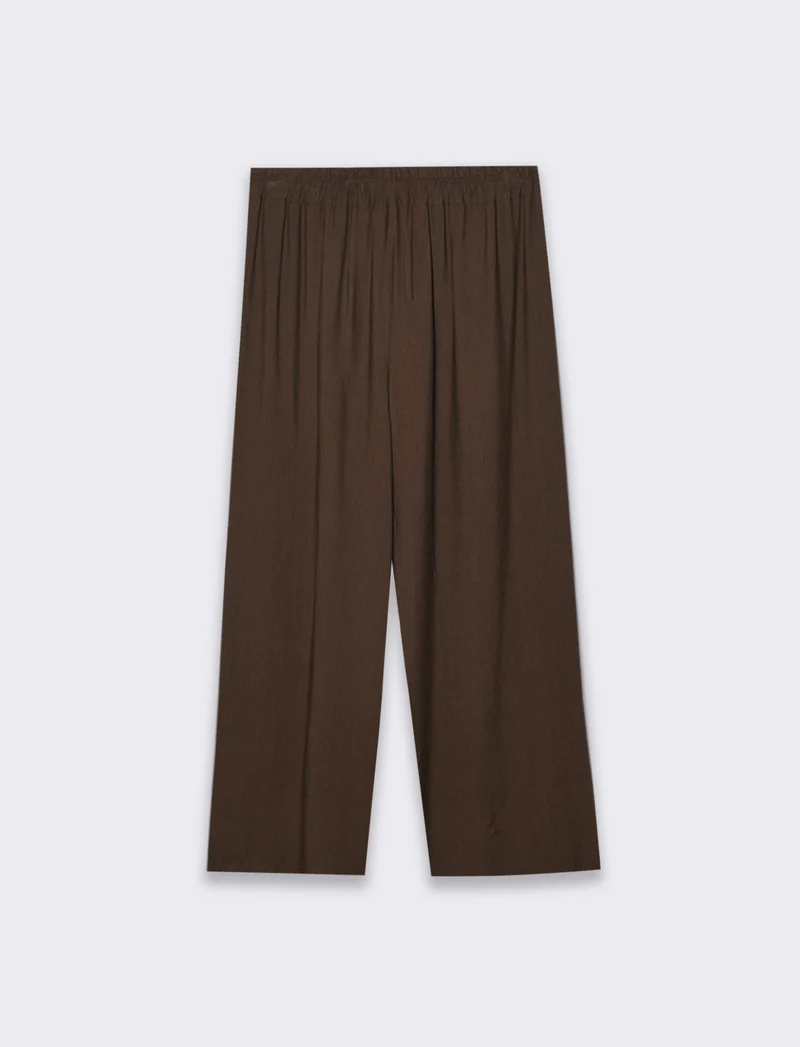 Pantalone con elastico e lacci in vita - Moro