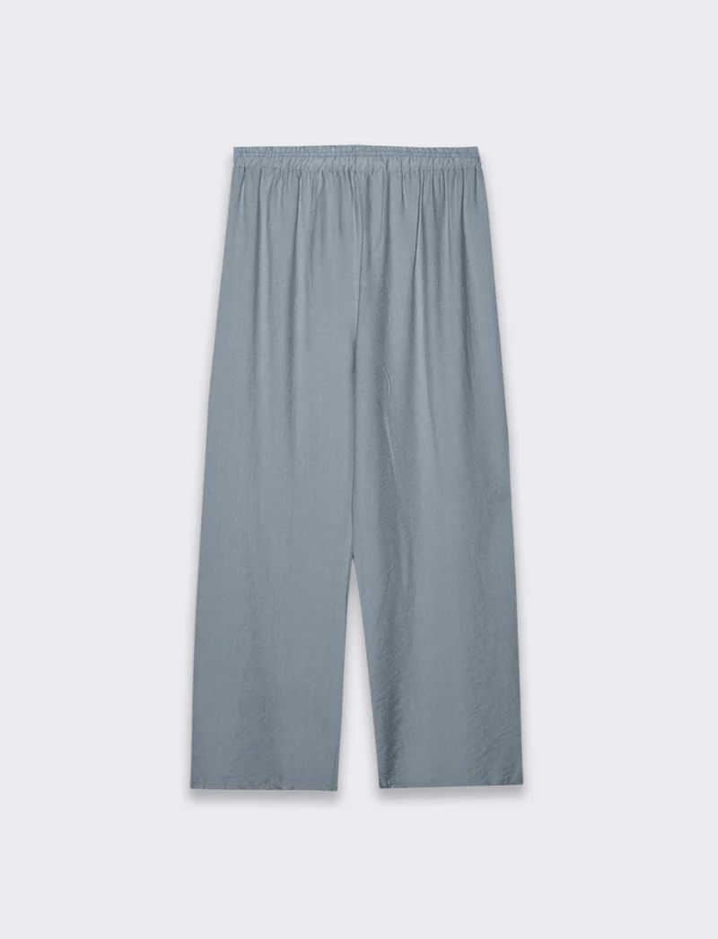Pantalone con elastico e lacci in vita - Denim