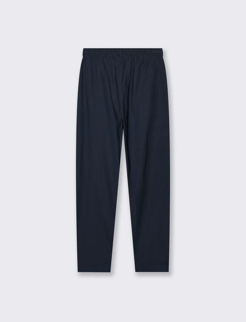 Pantalone in tessuto elasticizzato con coulisse in vita - Blu