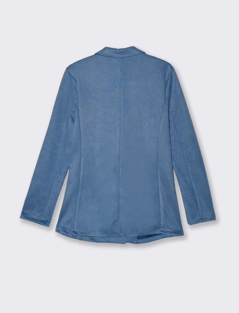 Giacca monopetto in tessuto scamosciato - Denim