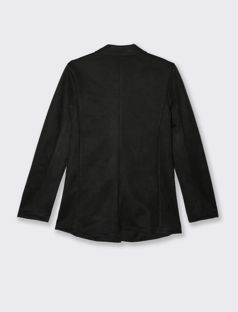 Giacca monopetto in tessuto scamosciato - Nero