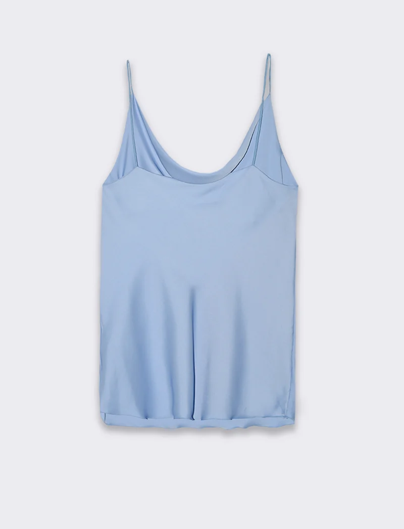 Top raso con bretelline elastiche - Azzurro