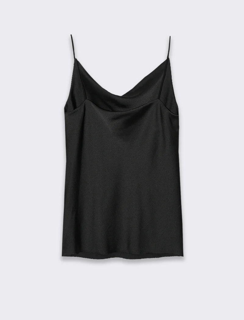 Top raso con bretelline elastiche - Nero