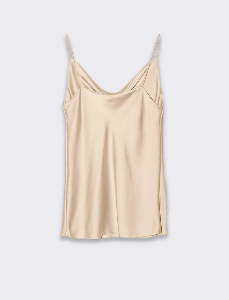 Top raso con bretelline elastiche - Beige champagne