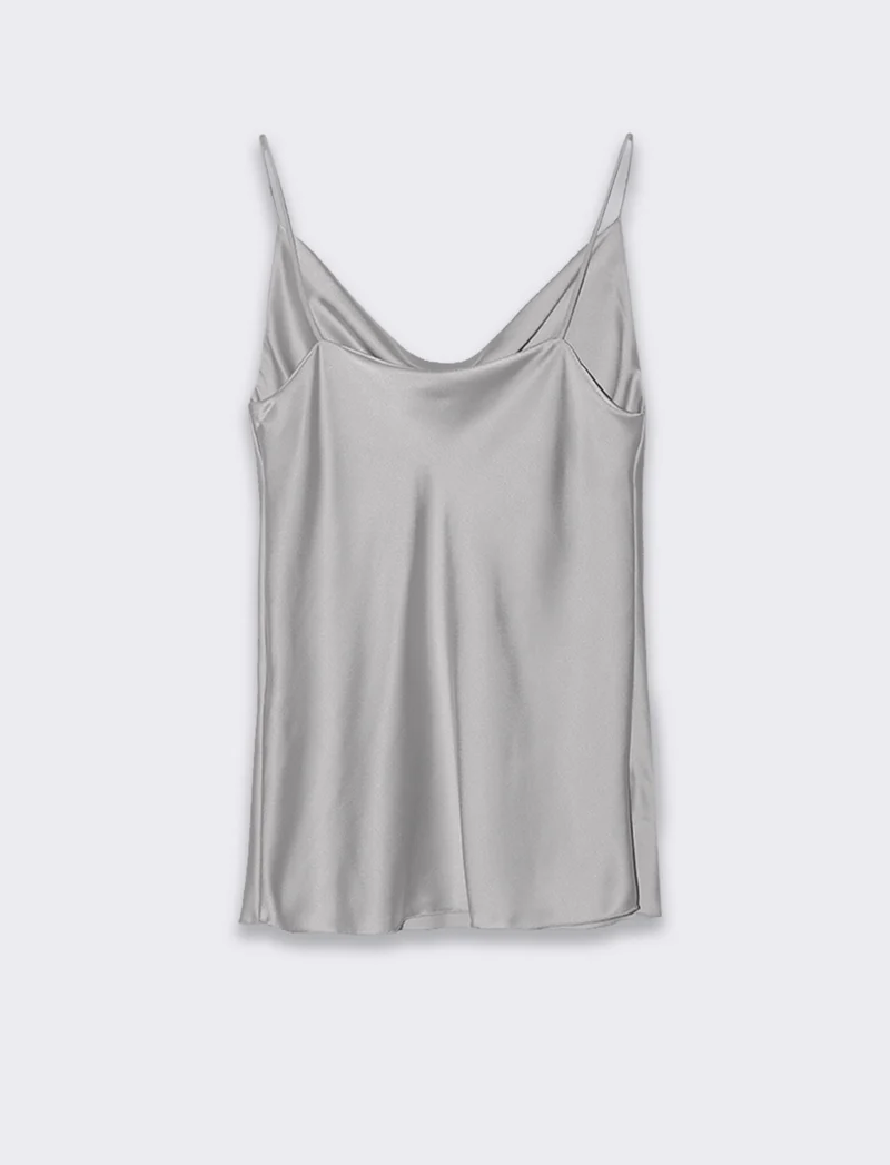 Top raso con bretelline elastiche - Grigio