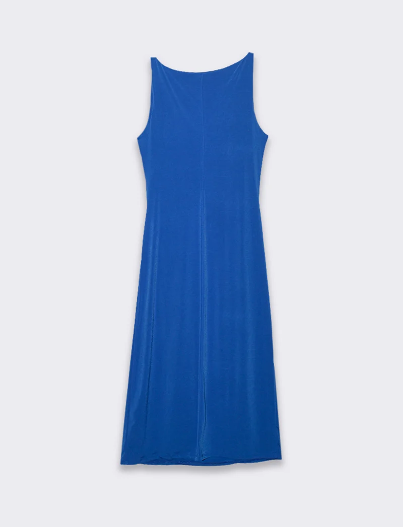 Vestito lungo smanicato elastico donna - Bluette