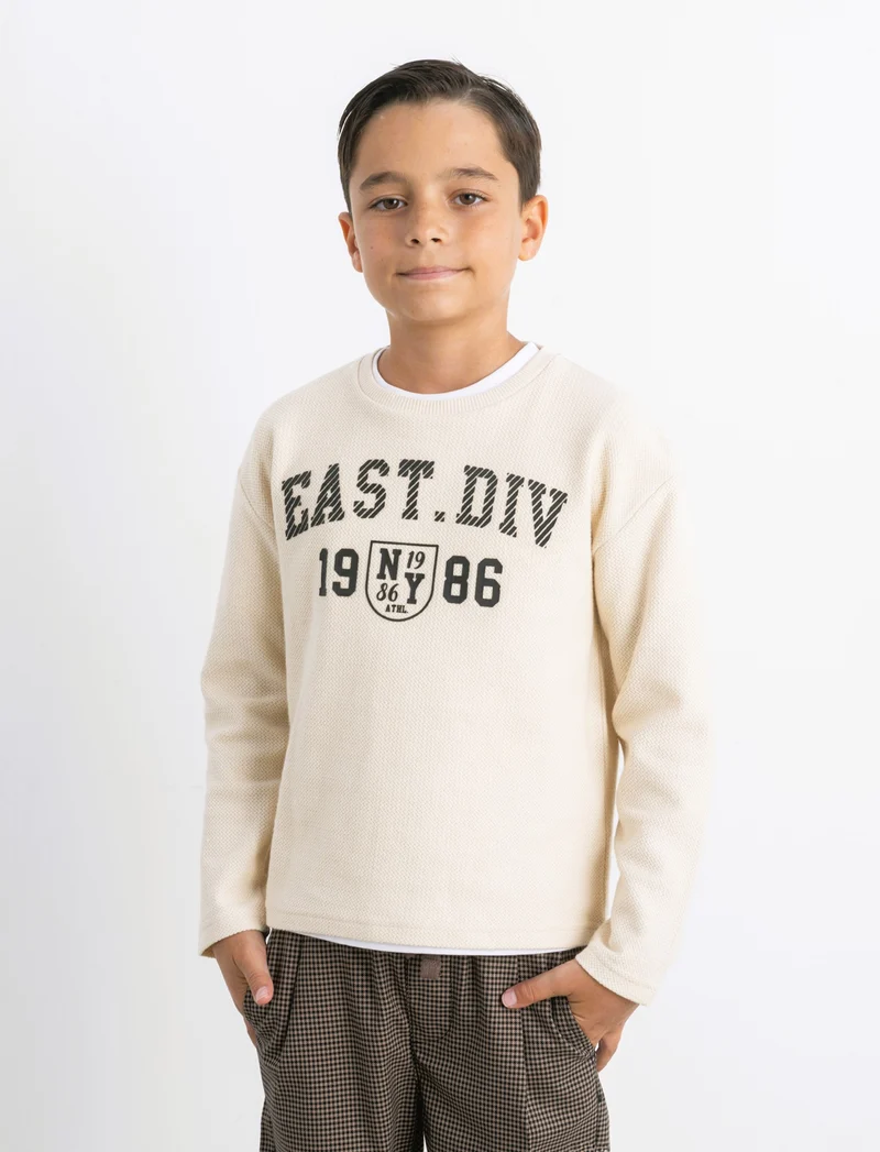T-SHIRT CON STAMPA - Beige