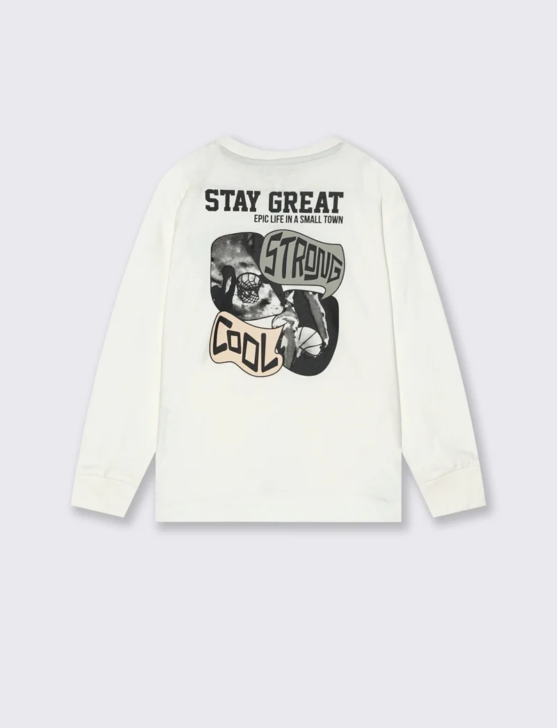 T-SHIRT MANICA LUNGA - Bianco latte