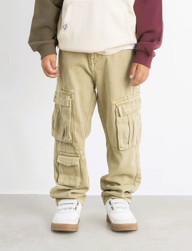 PANTALONI MULTITASCHE - Verde kaki