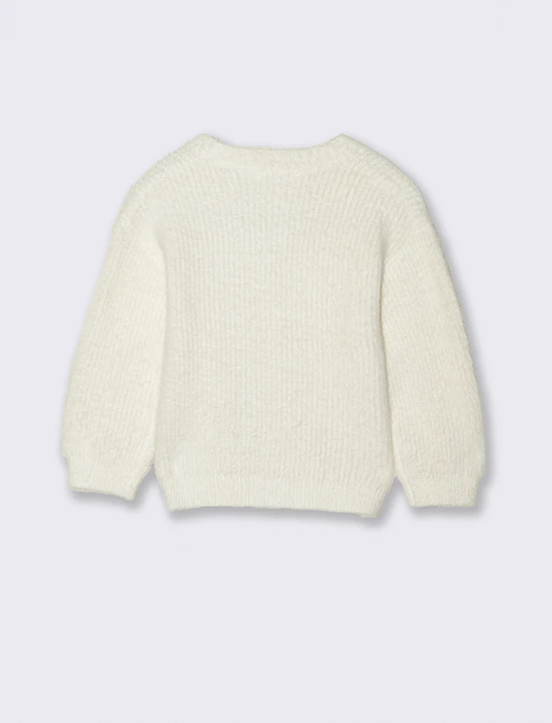 Cardigan in maglia morbida - Bianco panna