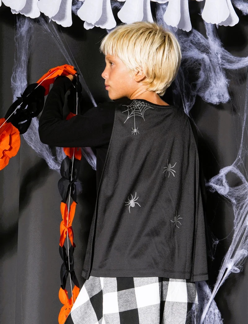 T-shirt con mantello - Nero
