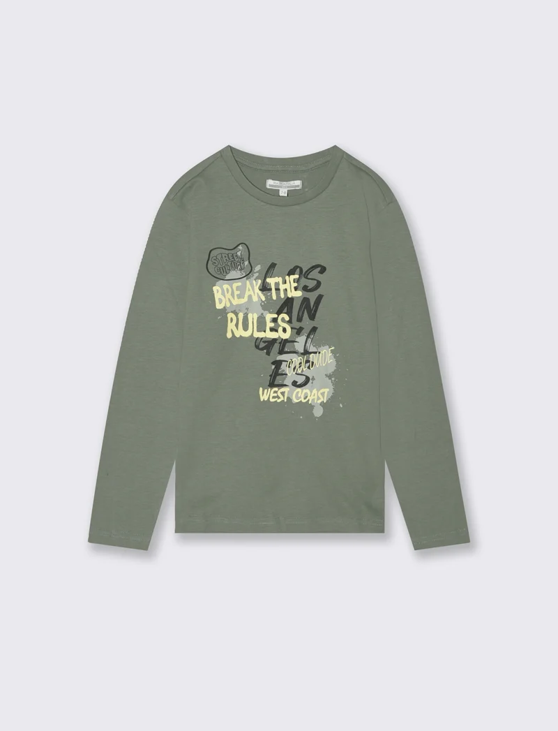 T-SHIRT MANICA LUNGA - Verde salvia