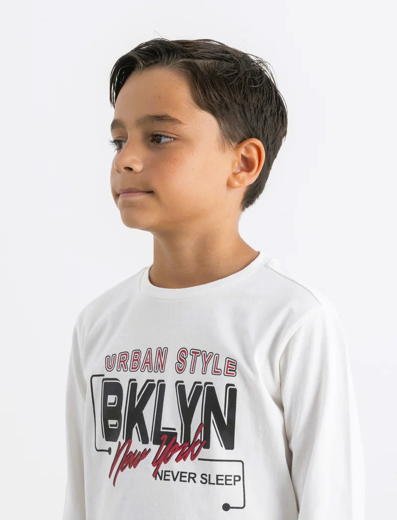 T-SHIRT MANICA LUNGA - Bianco latte