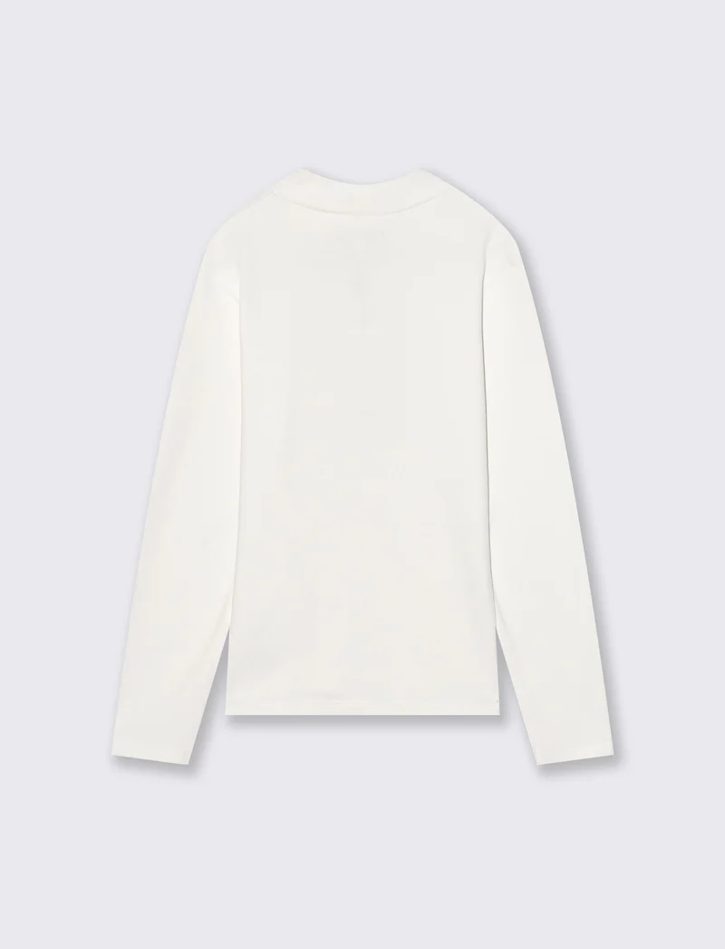 T-shirt mezzo collo caldo cotone. - Bianco