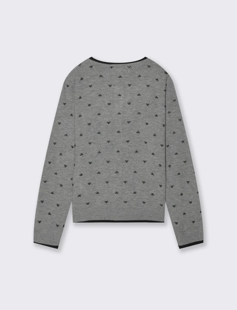 Cardigan in maglia manica lunga. - Grigio melange