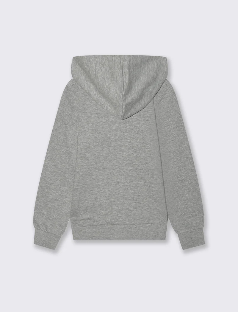 Felpa full zip con cappuccio. - Grigio mel.