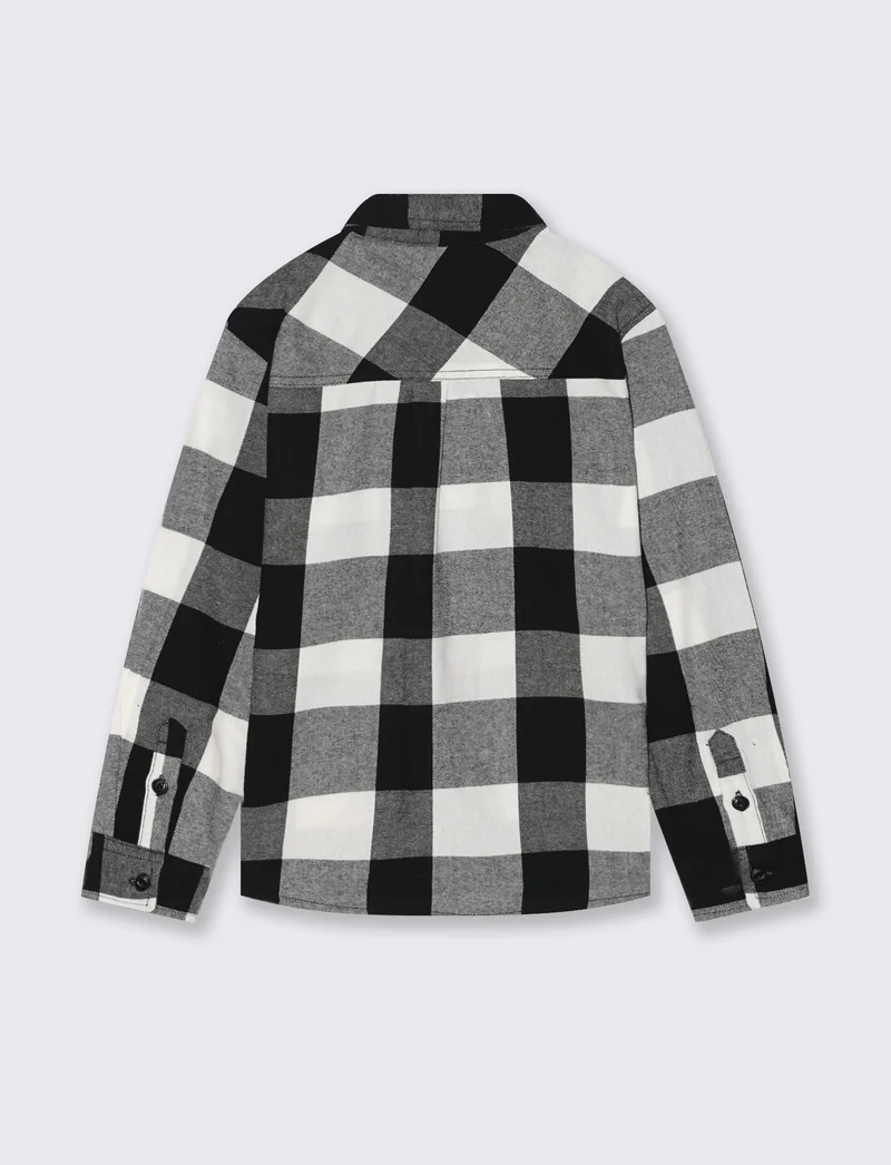 Camicia in flanella fantasia. - Nero