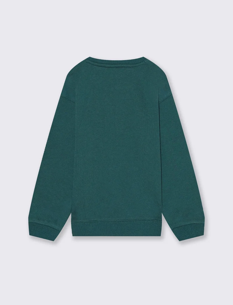 Felpa full zip con stampa. - Verde