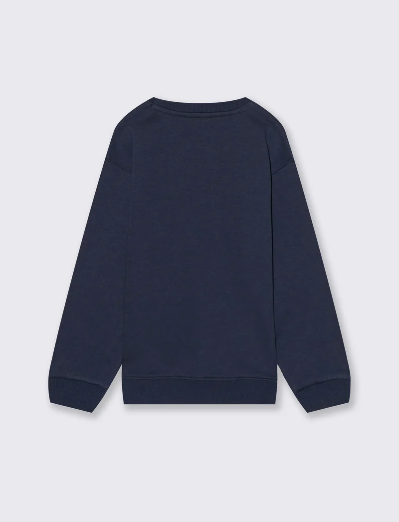 Felpa full zip con stampa. - Blu