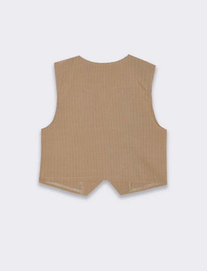 Gilet estivo gessato da bambina. - Beige