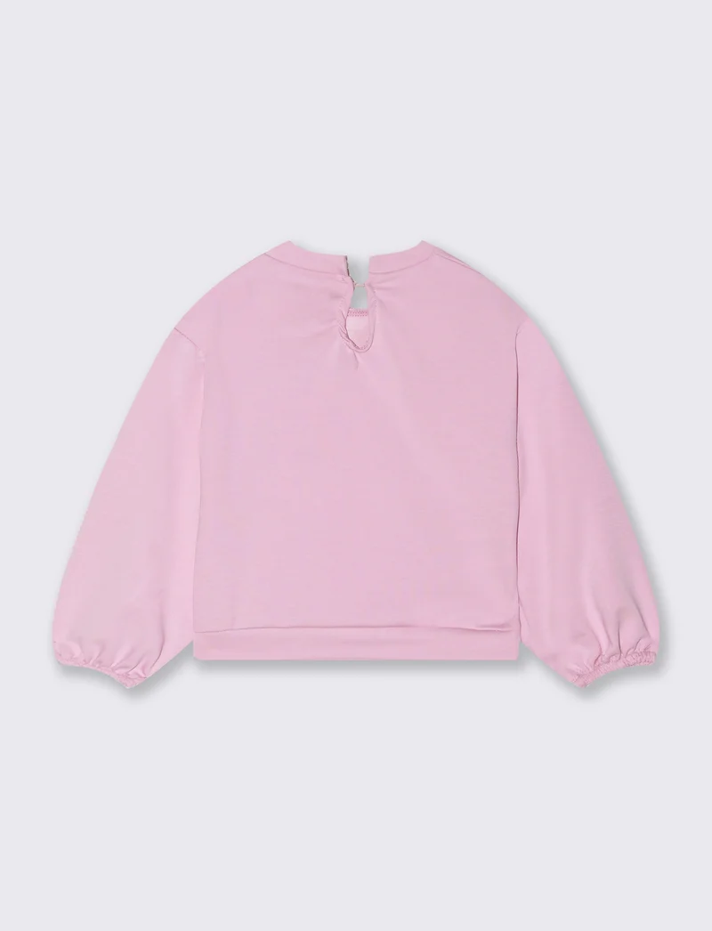 Felpa da neonatta a maniche lunghe con fiocco. - Rosa