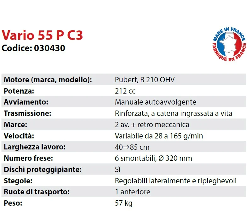 Motozappa a scoppio Professionale PUBERT VARIO 55 P C3 030430