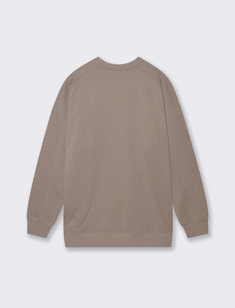 Felpa Basic Girocollo Oversize - Grigio tortora