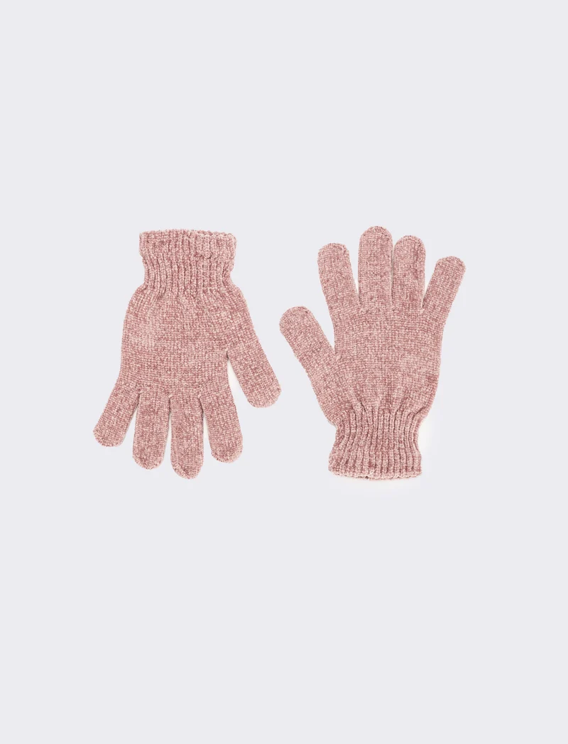 Guanti donna in ciniglia con touch - Rosa