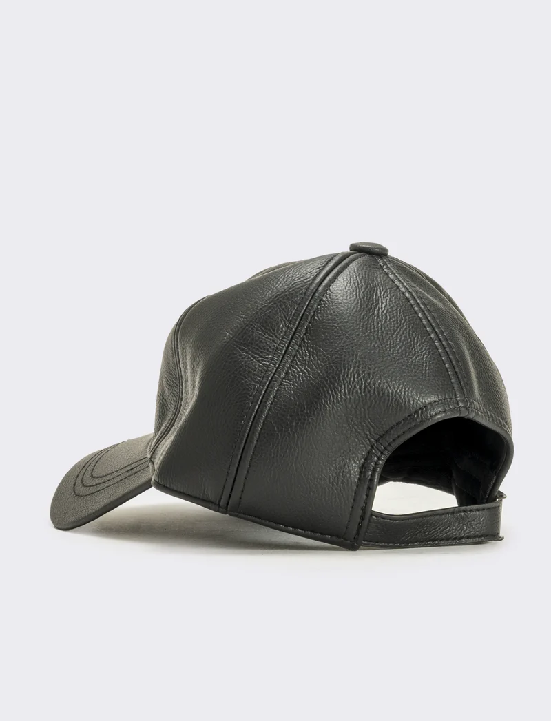 Cappello baseball liscio in pvc uomo - Nero