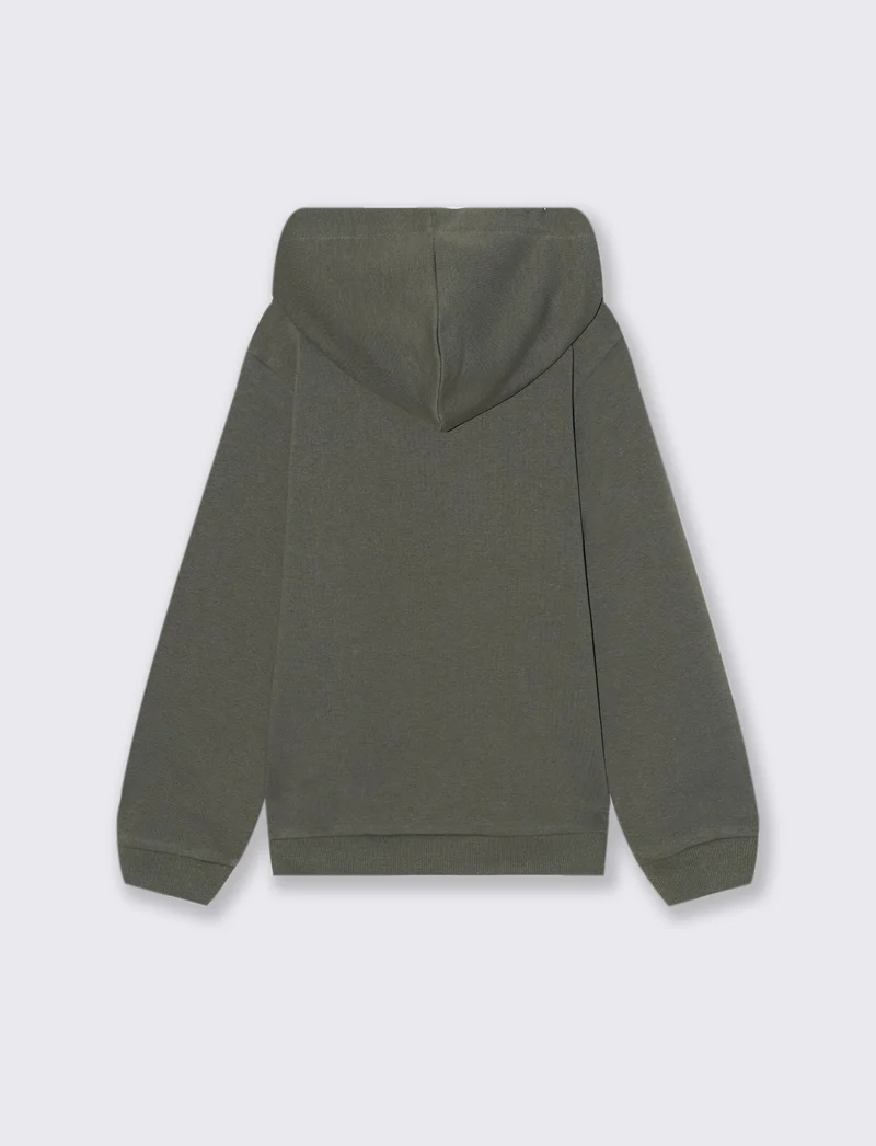 FELPA GIROCOLLO CON CAPPUCCIO - Verde militare