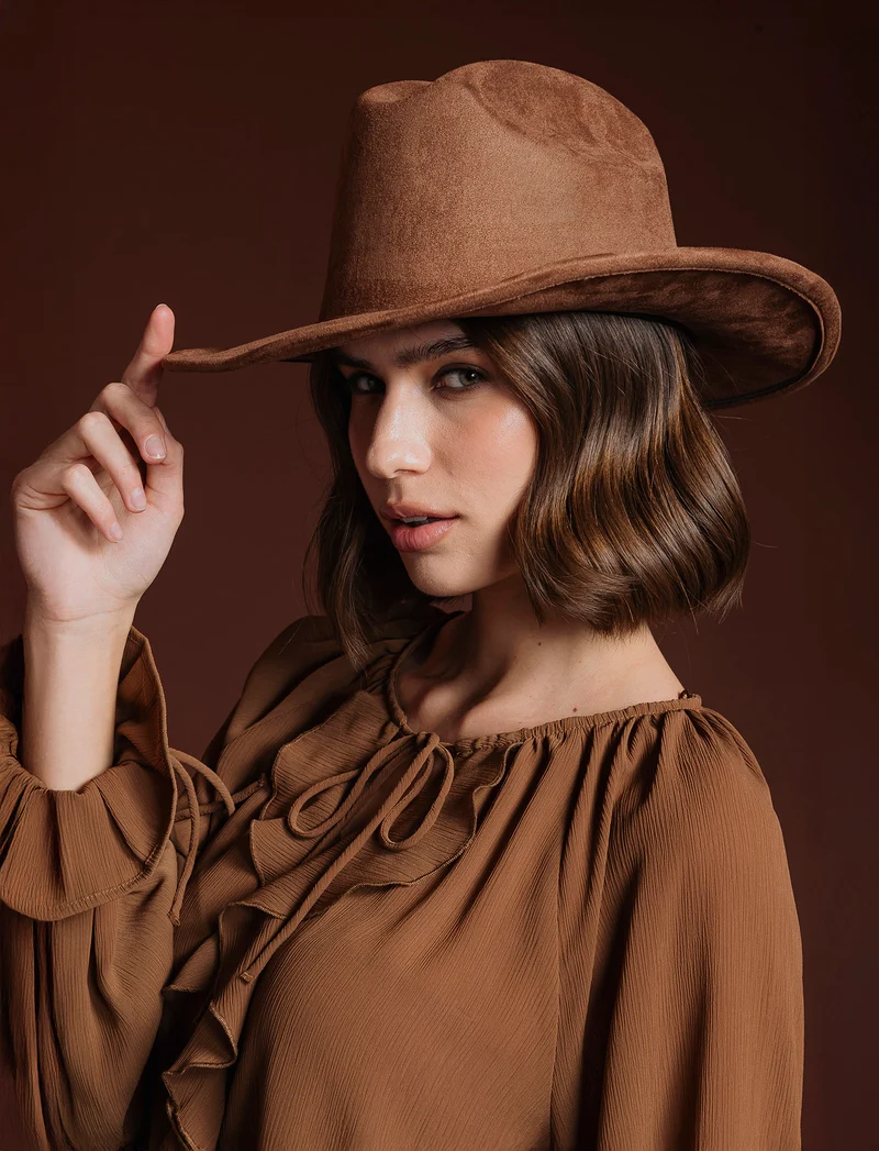 Cappello cowboy in dainetto donna - Marrone