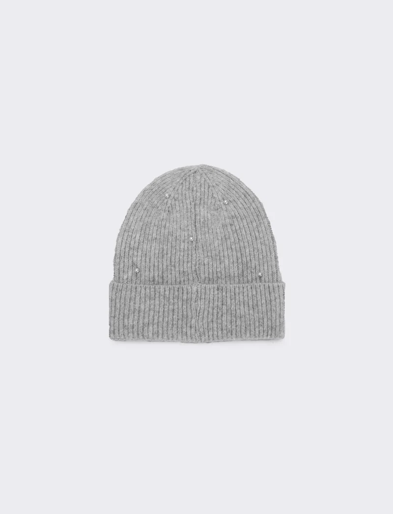 Cappello con fiocchetti in perle - Grigio