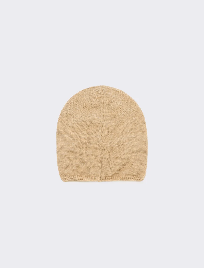 Cappello cuffia con fiocchetti velluto - Beige