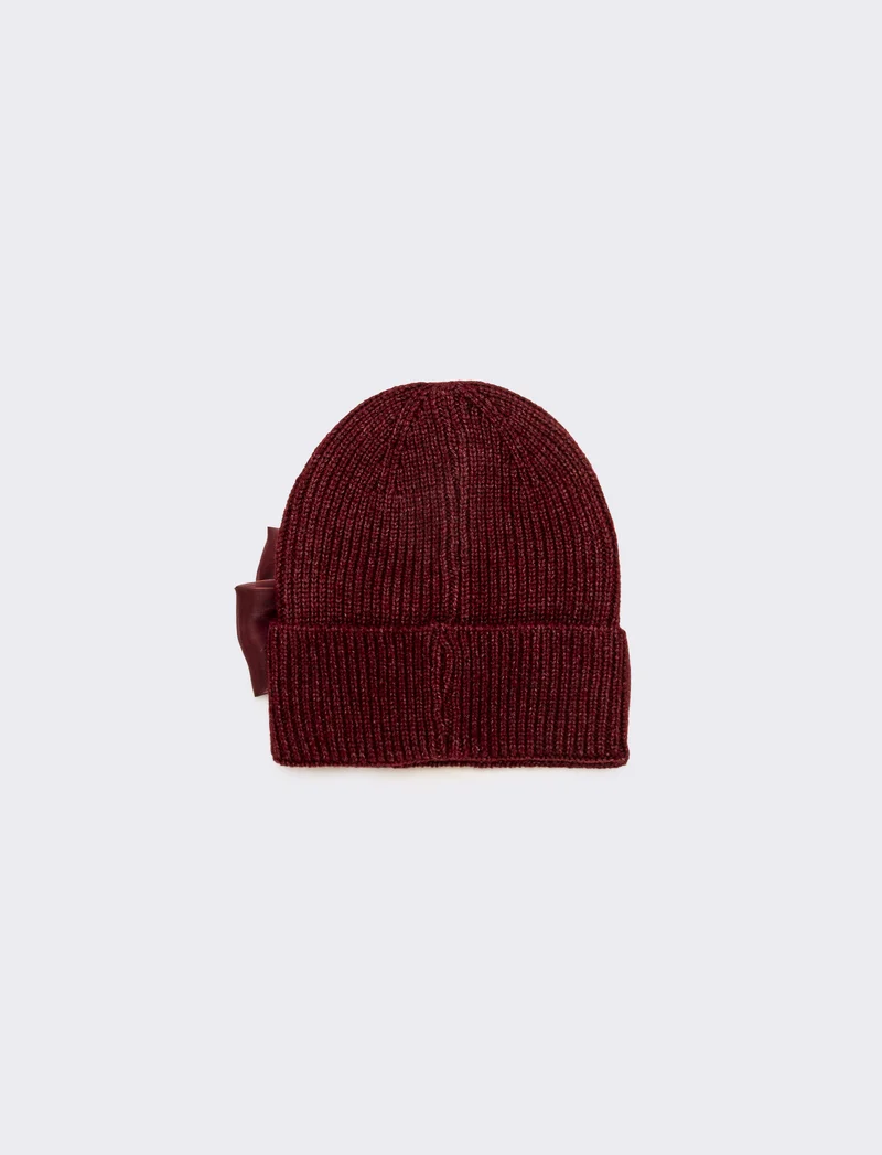 Cappello cuffia fiocco grande - Bordeaux