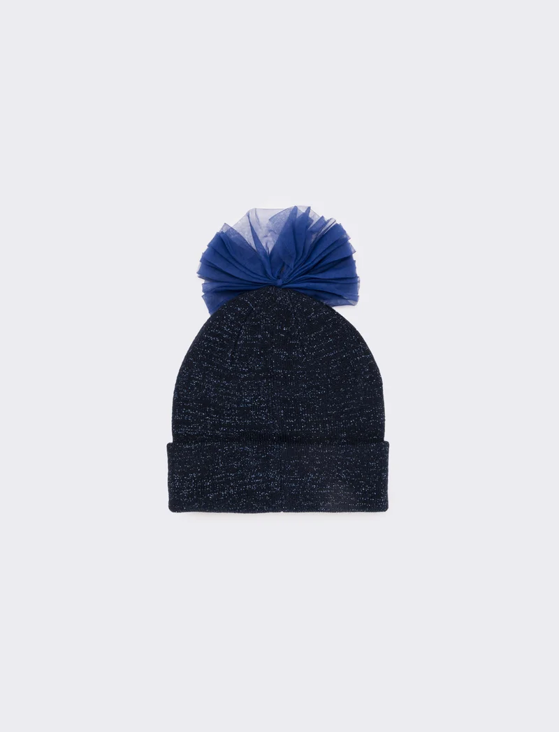 Cappello con fiocco in tulle e lettera paillettes - Var 8