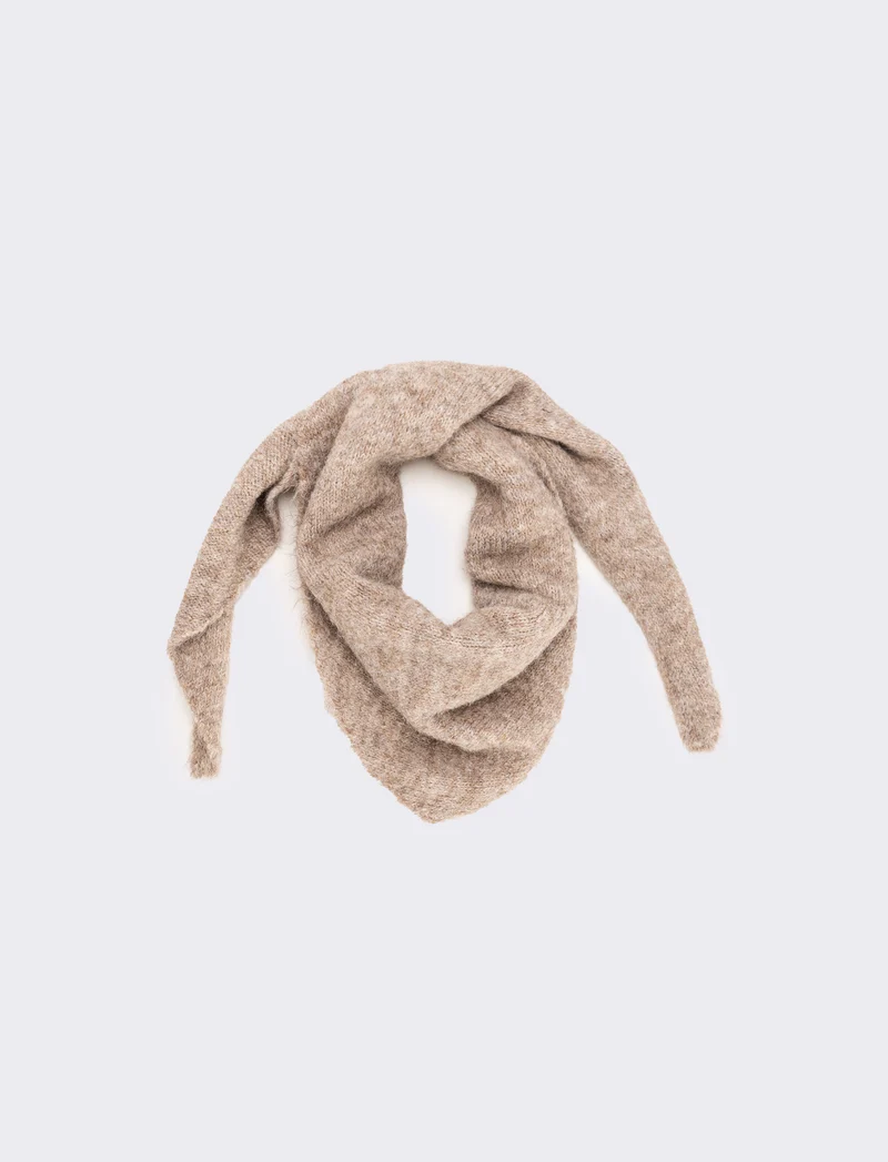 Triangolo sciarpa donna in maglia - Beige